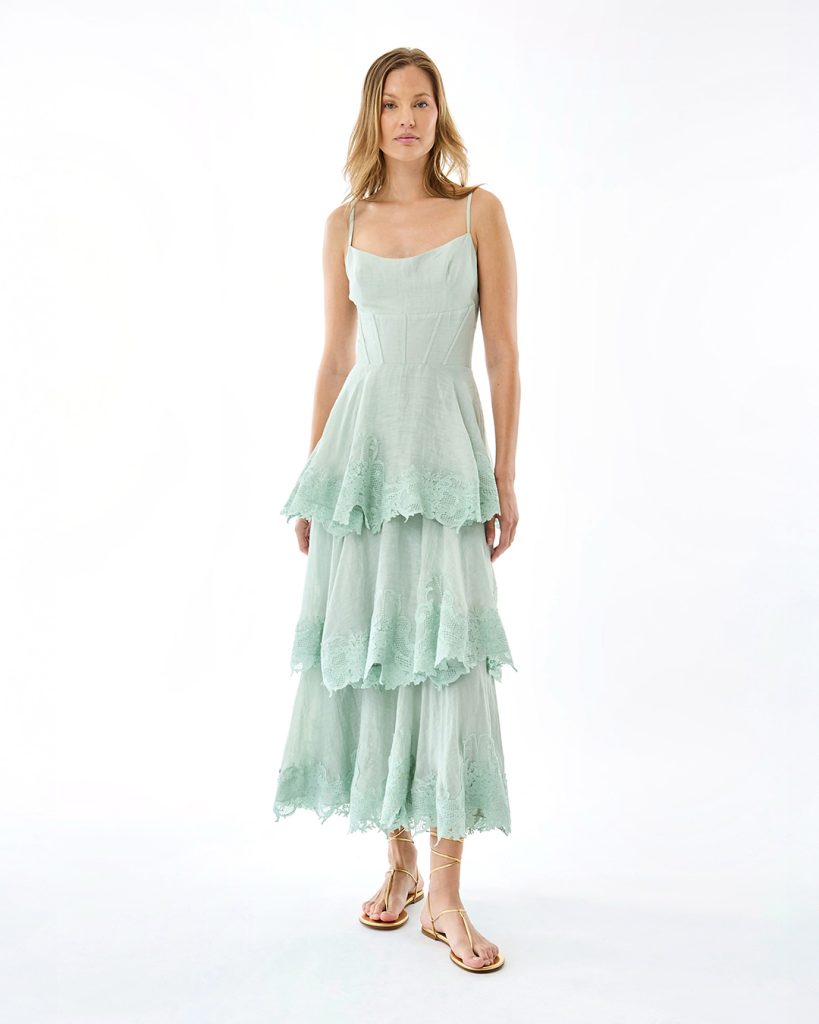 Mint-green-embroidered-lace-tiered-midi-dress-with-spaghetti-straps