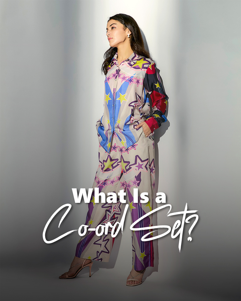 Star print matching co-ord set with text asking What Is a Co-ord Set